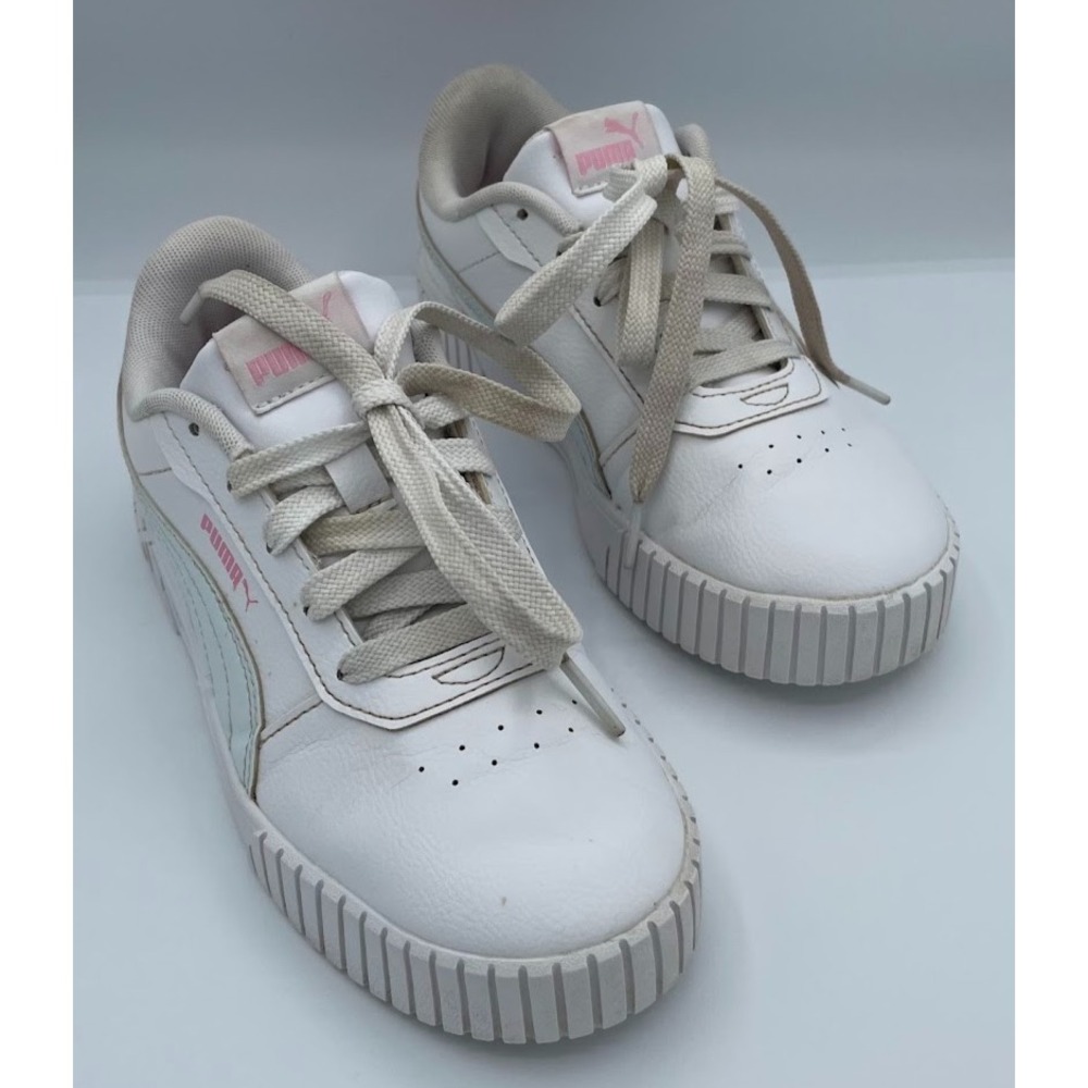 Puma Carina 2.0 Girls White Pink Platform Sneakers Kids 3.5C